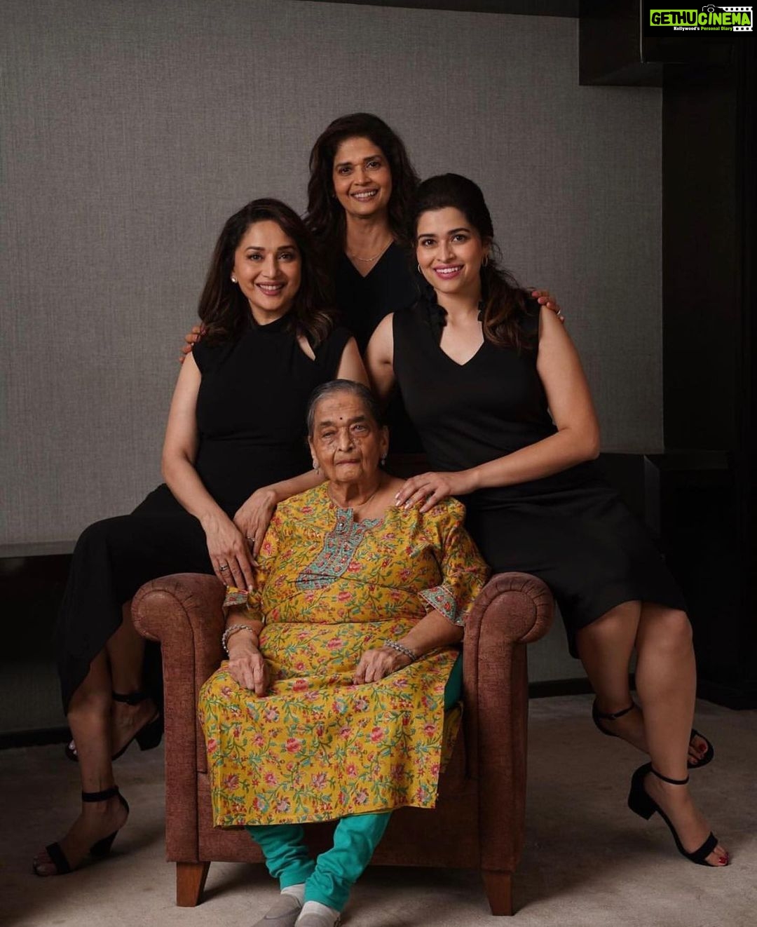 Madhuri Dixit Instagram - Happy Birthday, Aai! They say a mother is a daughter’s bestfriend. They couldn’t be any more right. From everything that you’ve done for me, the lessons that you’ve taught have been the biggest gift for me from you. I wish you only good health & happiness! ❤️ #Birthday #HappyBirthday #90thBirthday #MotherDaughter