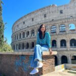 Malavika Mohanan Instagram – A magnificent colosseum & a happy Malu 🥰 Rome Colosseum, Italy