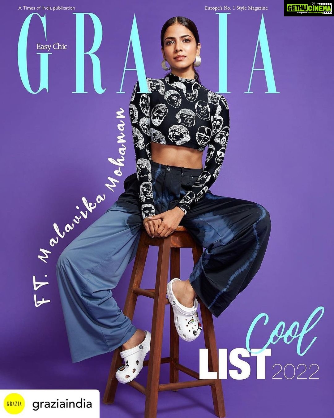 Malavika Mohanan Instagram - Always heartwarming to be on a cool list! 😃 @graziaindia 🤍 Posted @withregram • @graziaindia Malavika Mohanan first made her mark with her performance in the Oscar nominated director Majid Majidi’s Beyond The Clouds. The Vijay-starrer, Master, however, changed the game for her overnight, putting her firmly in the spotlight and getting her offers for more good work including two big Bollywood projects and a mega-starrer Telugu movie that the actress is currently working on. Presenting one in our series of digital covers for our annual #GraziaCoolList for which we have teamed up with @crocsindia to feature an incredible group of talented people. Malavika is wearing a Printed cropped blouse by @huemn; high waist trousers by @bloni.atelier; hoop earrings by Cornerstone at @minerali_store; ‘Classic Unisex Clog’ by @crocsindia Photograph: @keegancrasto Fashion Director: @pashamalwani Junior Fashion Stylist: @nishthaparwani Words: @barrynrodgers Make-up: @_pratikshanair_ Hair: @makeupnhairbyankita Assisted by (styling): @nahidnawaaz, @bhairaviahuja #CoolList #GraziaIndia #GraziaCoolList2022 #CoolList2022 #AnniversaryIssue