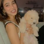 Malavika Mohanan Instagram – @nittigoenka has a new fluffball 🥺 
Hello world, meet Zuma 🐶♥️