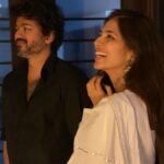 Malavika Mohanan Instagram - JD & Chaaru wish all of you a very Happy Pongal! 🥰 Our very very special #Master is all yours from tomorrow🤍 P.S. This is dedicated to all the fans who asked for a candid picture of the two of us together ☺️