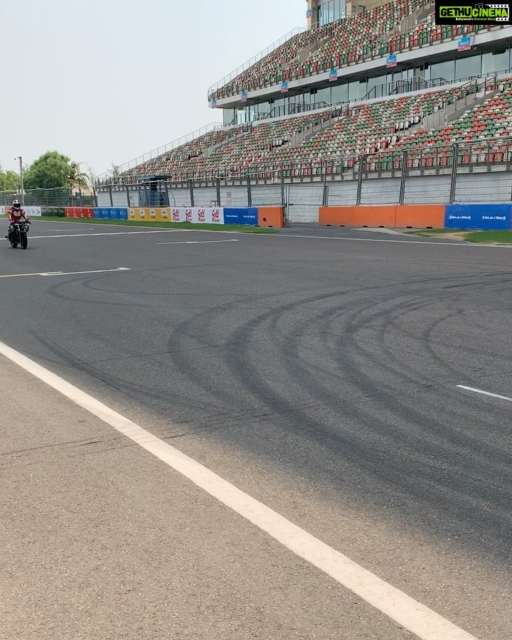 Malavika Mohanan Instagram - With all the pressure to learn “new skills” indoors, this is an appreciation post to learning new skills outdoors. Taking my love for bike riding a notch higher, last June I rode with some of the best riders at India’s first formula one track, the intimidating ‘Buddh international circuit’ in Noida. 🏍 I definitely couldn’t match their speed or their seamless navigations, having only ridden regular bikes my whole life, but I miss this day and I miss the insane but amazing adrenaline rush I felt here! P.S. @the.mad.hair.scientist you gotta come along with me the next time so that my hair doesn’t look like this ever again when I take off my helmet 😅 Buddh International Circuit