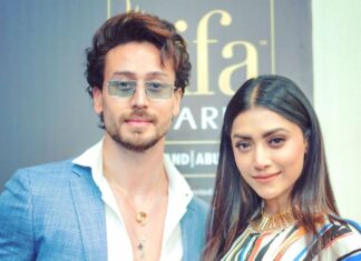 Mamta Mohandas Instagram - The Blues, the Whites n more.. with @tigerjackieshroff 🧿 at @iifa presscon. Styled in a stunning satin evening dress by @beingsalmankhan ‘s very own designer @ashley_rebello 💕 💃🏻 Etihad Arena