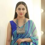 Miya George Instagram - Authentic North Indian Bandhani Saree in blue & blue combination is cool I feel.. what do u guys think? 🥻Saree from @pothyskerala Styling @sabarinathk_ Jewelry @seeruscollections Makeup @femy_antony__ 📸 @pranavraaaj