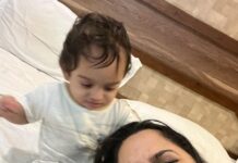 Miya George Instagram - Why does any baby need fancy toys when the mama has beautiful hair, nose & earrings 🤷‍♀️