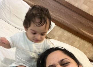 Miya George Instagram - Why does any baby need fancy toys when the mama has beautiful hair, nose & earrings 🤷‍♀️