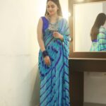Miya George Instagram - Authentic North Indian Bandhani Saree in blue & blue combination is cool I feel.. what do u guys think? 🥻Saree from @pothyskerala Styling @sabarinathk_ Jewelry @seeruscollections Makeup @femy_antony__ 📸 @pranavraaaj