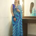 Miya George Instagram - Authentic North Indian Bandhani Saree in blue & blue combination is cool I feel.. what do u guys think? 🥻Saree from @pothyskerala Styling @sabarinathk_ Jewelry @seeruscollections Makeup @femy_antony__ 📸 @pranavraaaj