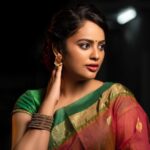 Nandita Swetha Instagram - Me, Again-) . Saree from @ Clicked by @v_capturesphotography Hairstyle Assisted by @thiru_kshtriyas . #dhee14 #messybun #saree #shoot