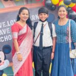 Navya Nair Instagram - School reopening after two long years … may god bless all the kiddos ❤️❤️ Sai’s madam , Belinda mam in the pic .. @greets_publicschool
