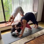Neha Dhupia Instagram - They say #motherhood is all about find that fine balance …. One way or the other we always manage to get there … ab chahe life ho ya #yoga 🙌🧘‍♀️♥️🧿 • • • • @mehrdhupiabedi @guriqdhupiabedi #myworld🌎 .. also @rohitflowyoga thank you for your yoga and your patience 🙃😃