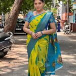 Papri Ghosh Instagram - I love bright colors 💛💙 Thanks for the saree @queenz_collectionz #paprighosh #actress #saree #sareelove #bright #color #colorful #suntv #serial #serialactress #suntvserial #pandavarillam #kayal Chennai, India