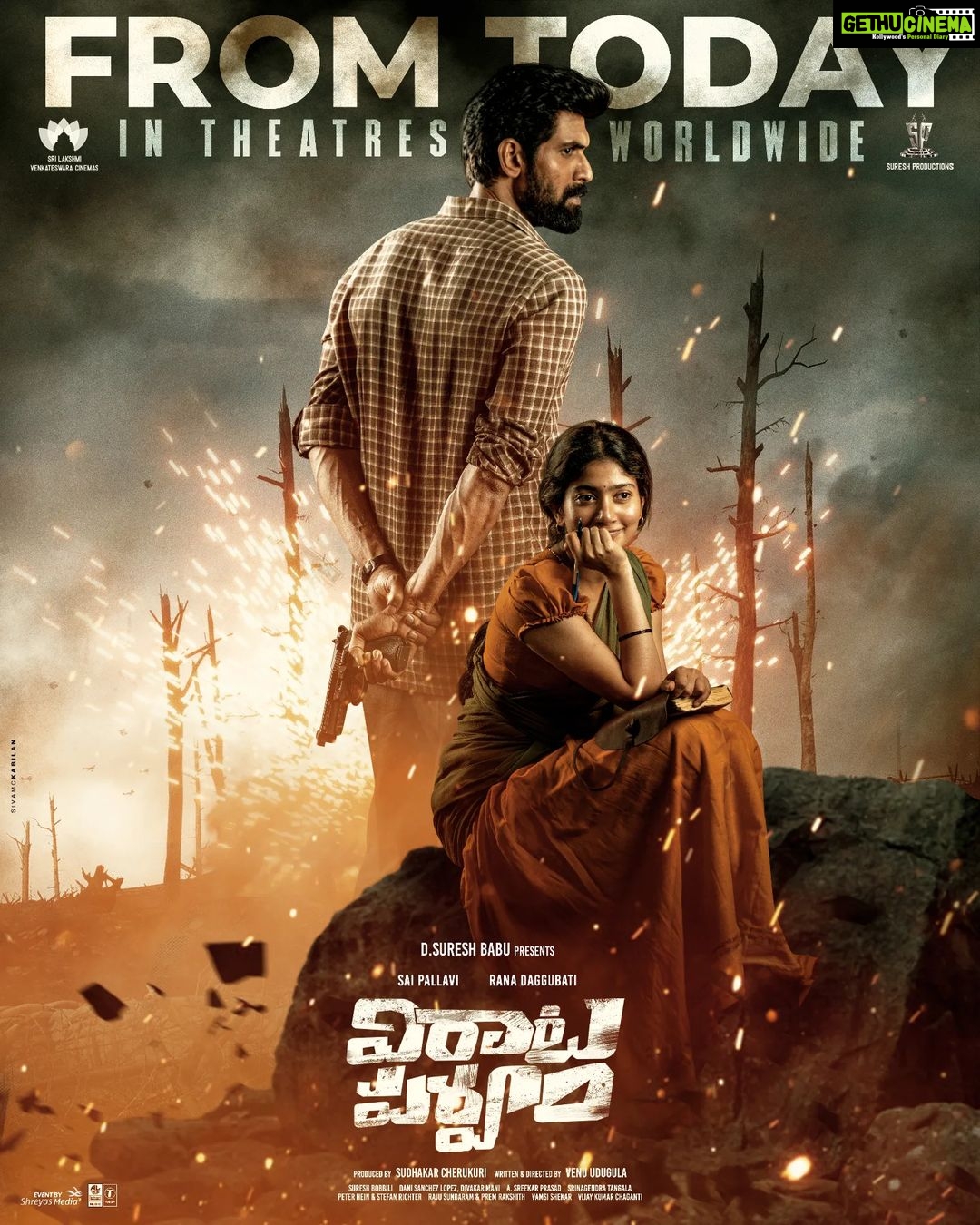 Rana Daggubati Instagram - #VirataParvam belongs to you now! ❤️🔥 In cinemas from today ❤️ Book your tickets now. @saipallavi.senthamarai @nanditadasofficial @venuudugulafilm @pillumani @dancinemaniac @naveenchandra212 #SreekarPrasad @sureshproductions @slv_cinemas