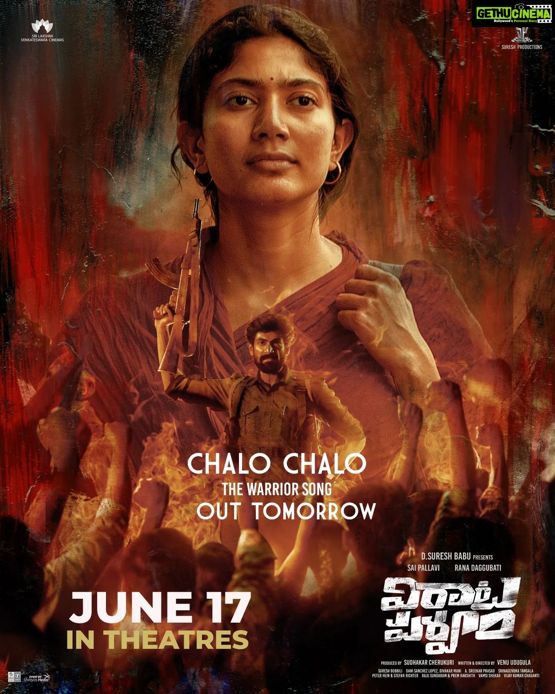 Rana Daggubati Instagram - It's time to ignite a Revolution within β€οΈβπ₯ #ChaloChalo - The Warrior song out tomorrow π₯π₯ #VirataParvam IN CINEMAS JUNE 17 π₯ @saipallavi.senthamarai @nanditadasofficial @venuudugulafilm @pillumani @naveenchandra212 #SreekarPrasad @dancinemaniac @sureshproductions @slv_cinemas
