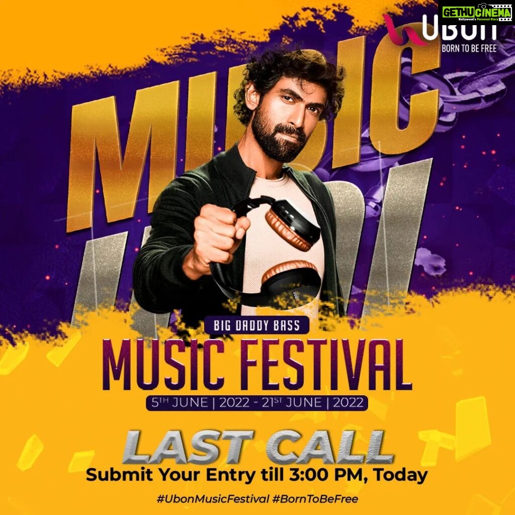 Rana Daggubati Instagram - If you are a budding music artist who needs a platform to showcase your talent, participate in UBON Music Festival! 🤩 Upload your reel on Instagram, tag @Ubon_Official, #ubonmusicfestival #borntobefree 5 Top entries will get a chance to record their talent in the studio and one lucky winner will get a chance to feature on UBON music video!! So what are you waiting for, shoot your reels & follow @ubon_official Last Call Till 3 pm today! #Ad