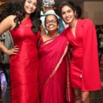 Samyuktha Hegde Instagram - Red may be blood, but it’s also love. Red may be anger, but it’s also power! Red is beautiful. It’s poetry. . . . Thurthu Nirgamana Premiere night ❤️ PS: Swipe to see my Amma’s cute photo ❤️ #Thurthunirgamana #kannadamovie #redlife