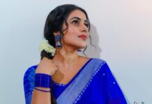 Shamna Kasim Instagram - My comfort outfit and my favorite look is always saree ❤️ Styling: @vasudevan.arun Saree : @rrs_online_wear Pics: @v_capturesphotography Hairstylist: @hairstylist_srinivas Personal staff: @pranay_kohli @sarika_briadal_meckupartis #lovemyjob ❤️