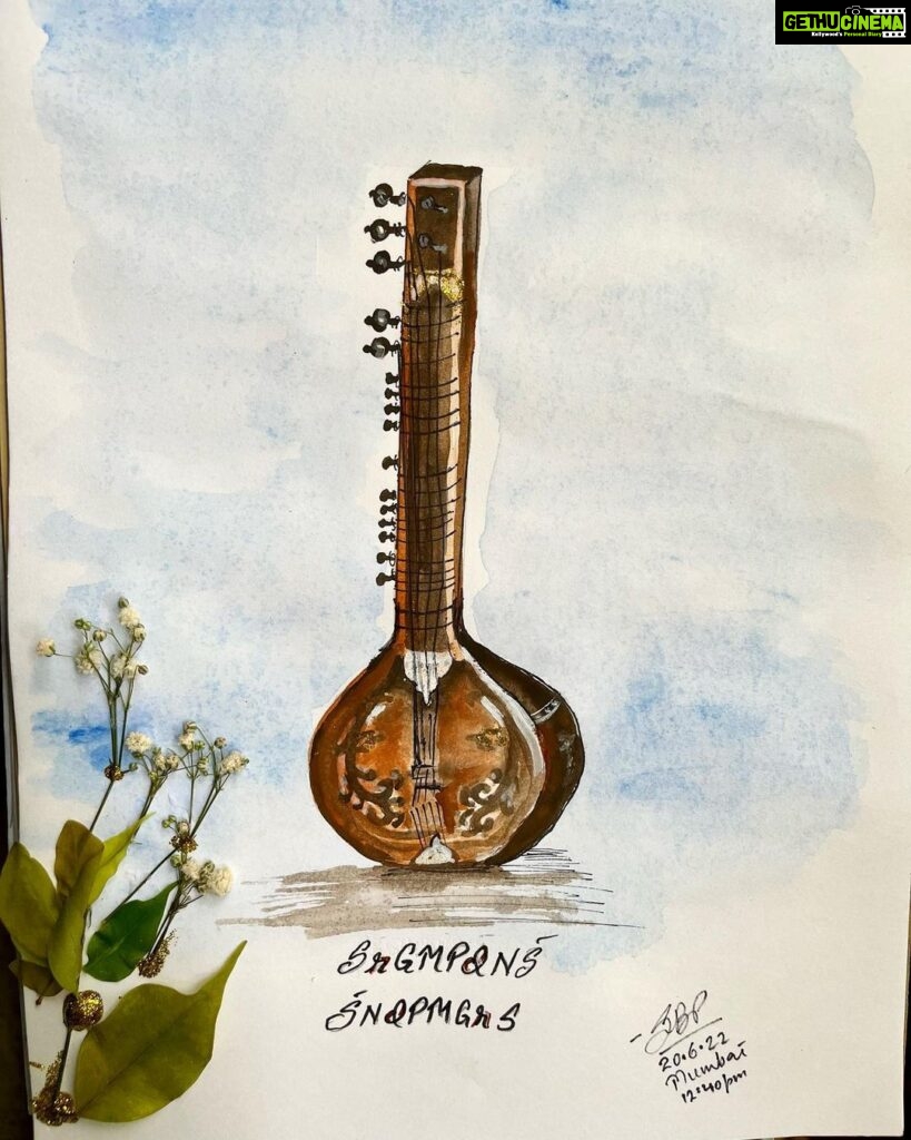 Shweta Basu Prasad Instagram - Such a beautiful companion. Happy world music day! . Water colour and 🍃🌸 on paper. . #worldmusicday #sitar #music #watercolour #twopointperspectivedrawing 𝐶𝑙𝑎𝑠𝑠𝑖𝑐𝑎𝑙 𝑀𝑢𝑠𝑖𝑐