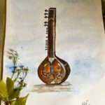 Shweta Basu Prasad Instagram – Such a beautiful companion. 
Happy world music day! 
.
Water colour and 🍃🌸 on paper. 
.
#worldmusicday #sitar #music #watercolour #twopointperspectivedrawing 𝐶𝑙𝑎𝑠𝑠𝑖𝑐𝑎𝑙 𝑀𝑢𝑠𝑖𝑐