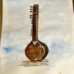 Shweta Basu Prasad Instagram – Such a beautiful companion. 
Happy world music day! 
.
Water colour and 🍃🌸 on paper. 
.
#worldmusicday #sitar #music #watercolour #twopointperspectivedrawing 𝐶𝑙𝑎𝑠𝑠𝑖𝑐𝑎𝑙 𝑀𝑢𝑠𝑖𝑐