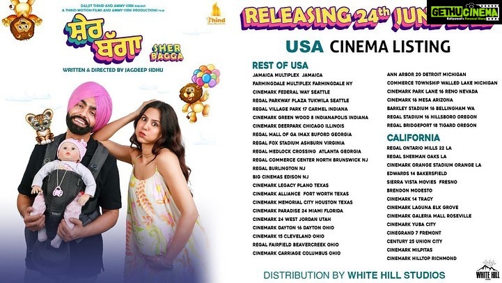 Sonam Bajwa Instagram - Theatre listing for UK, Canada, USA, Newzealand, Australia SherBagga releasing worldwide 24th June 2022 Advance booking is open so get your tickets now ❤️