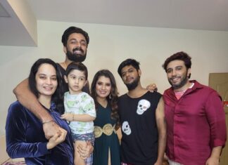 Suja Varunee Instagram - 💝 In Love with this gang 💝 Congratulations @niroopnandakumar on your debut film .. So happy and surprised to see u… God bless you guys & love u all @priyankapdeshpande & @abishek_raaja ❤️ #gang #gangsta #friends EVP Film City