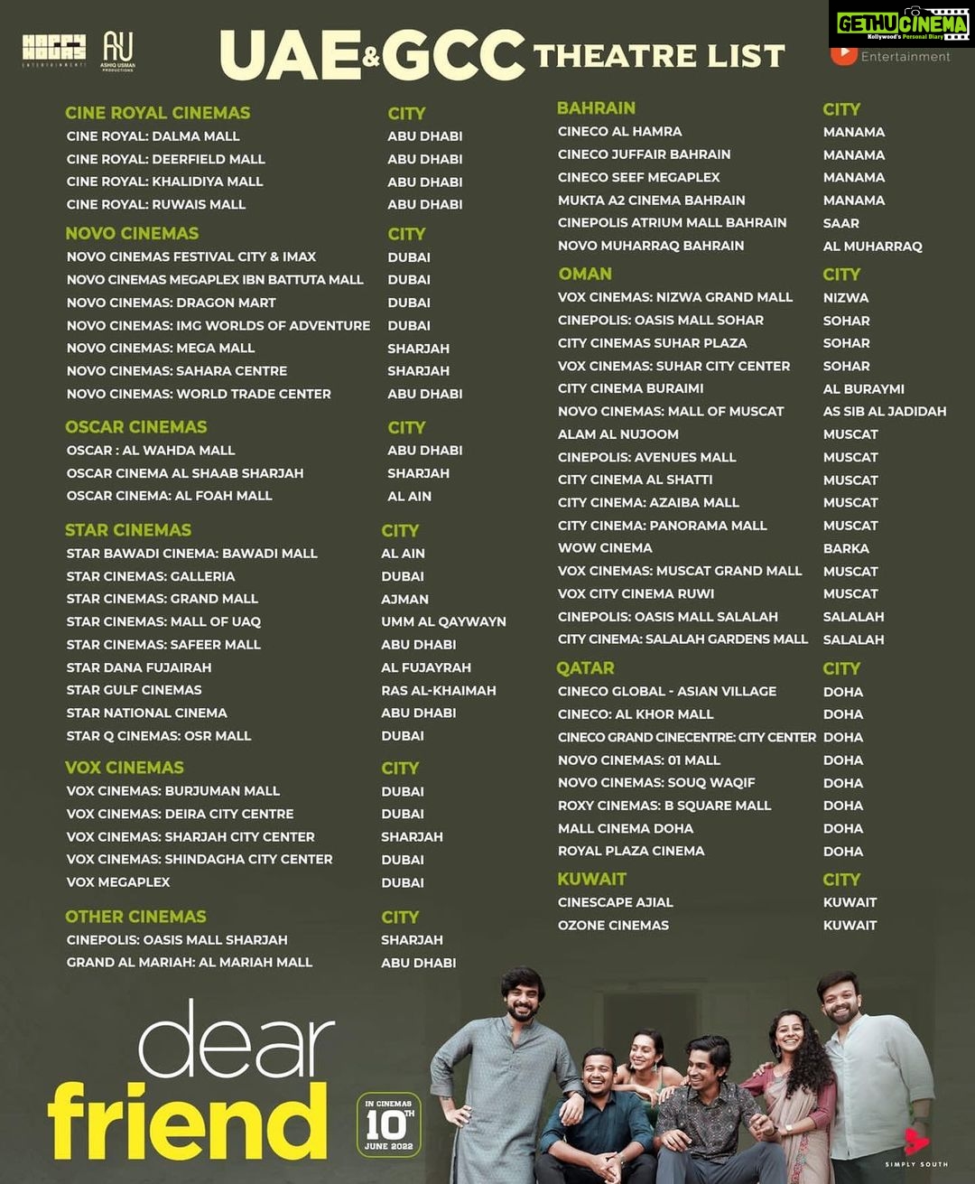 Tovino Thomas Instagram - UAE & GCC Theatre List !