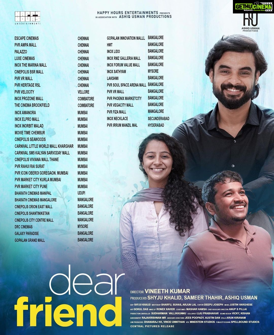 Tovino Thomas Instagram - Outside Kerala Theatre List ! #dearFriend #fromtomorrow