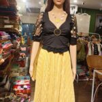 Vanitha Vijayakumar Instagram - Pleated skirt & organza floral printed sleeved top💛🖤 Dm for prize & details📩 #vanithavijaykumarstyling #outfitoftheday #outfit #outfits #women #womensfashion #girl #girls #style #styling #stylist #fashion #ootd #picoftheday #pictureoftheday #dress #accessories #makeover #onlineshopping #onlineshop #boutique #boutiqueshopping #boutiquefashion Khader Nawaz Khan Road