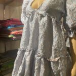 Vanitha Vijayakumar Instagram – Plunge neck old fashioned Brocade frock 
Dm for price!! 
Available in two colours! Khader Nawaz Khan Road