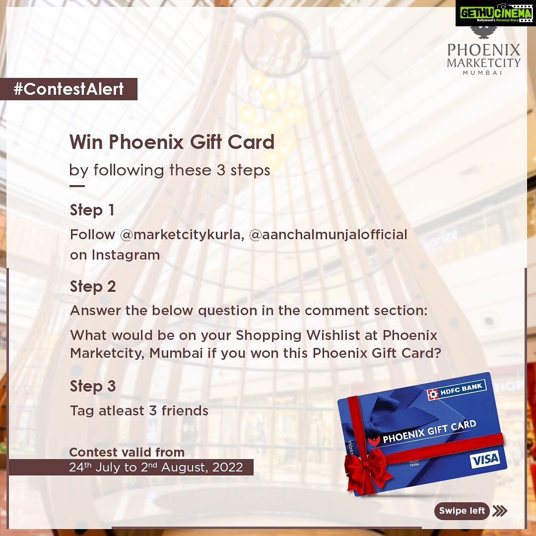 Aanchal Munjal Instagram - 🥳 Mega Contest Giveaway 🥳 Experiences Unloaded by #MarketcityMumbai - Level up your excitement if you are reading this right now! Here's your chance to Win Big and gift a lot more than you can imagine. 🥹 Each winner will get a Phoenix Gift card worth ₹ 10,000/- (Valid across all Phoenix Malls across India) 🤑 Rules: 1. Give your answers in the comments below. 2. Follow @marketcitykurla and @aanchalmunjalofficial 3. Tag atleast 3 friends in the comments below 👇🏻 Lucky winners will be announced on Phoenix Marketcity Mumbai's Instagram handle on 5th August 2022. 👀 Hurry and enter the contest right now. 🙋🏻♀️ #MarketcityFashion #PhoenixGiftCard #Contest #Apparel #Fashion #Trends #Shopping #Brands #ShoppingMalls #MumbaiMalls