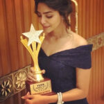 Aishwarya Lekshmi Instagram - #YuvaAwards2017 at the Amazing Qatar.Thankyou for all the love you showed to Mayaanadhi trailer. Overwhelmed.Humbled.❣️ Dress : @daislebridals MUA : @samson_lei #bestnewface #mayaanadhitrailerlaunch
