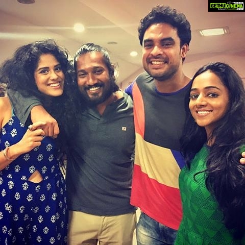 Aishwarya Lekshmi Instagram - This is a picture from the first day I met these ppl,and it was at the #tharangam packup function.I was overwhelmed by all the love there was in the air for each other, for cinema,lots of happiness, and a sense of belongingness and brotherhood that had me "Aww"ing at them for the longest time. @tharangamthemovie is releasing today, and its a maiden venture of a lot of ppl, who had the courage to dream as well as do!! @dominic_arun @nehaiyerofficial @santhyb !!! And my heart and soul kinda ppl, @stephy_zaviour @tovinothomas and the rest of this amazing cast and crew.. Bigg huggs!! Sending lots of love,prayers and all the good luck fairies your way!! And all of you wonderful people out there ; rush to your nearest theatres right away🎶🎶🎶🎶🎶!!! #arundominic #tovinothomas #tharangam #wunderbarproductions
