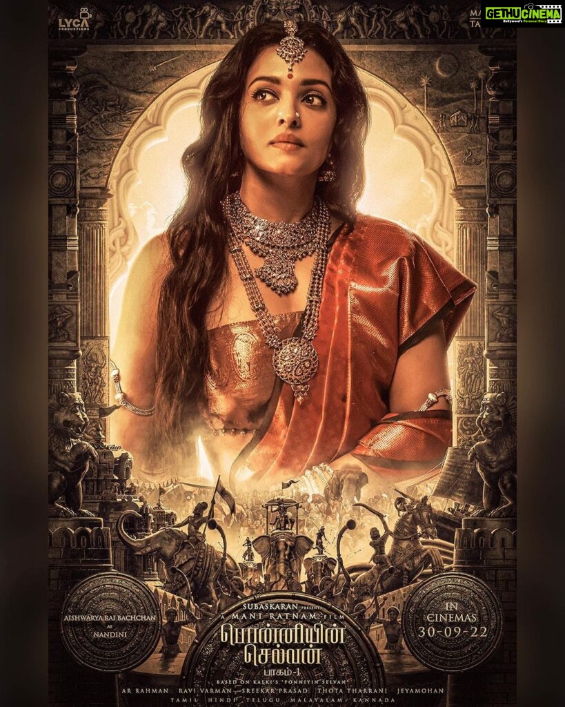 Aishwarya Rai Instagram - ✨Vengeance has a beautiful face! Meet Nandini, the Queen of Pazhuvoor! #PS1 releasing in theatres on 30th September in Tamil, Hindi, Telugu, Malayalam and Kannada. 🗡@madrastalkies #ManiRatnam ✨