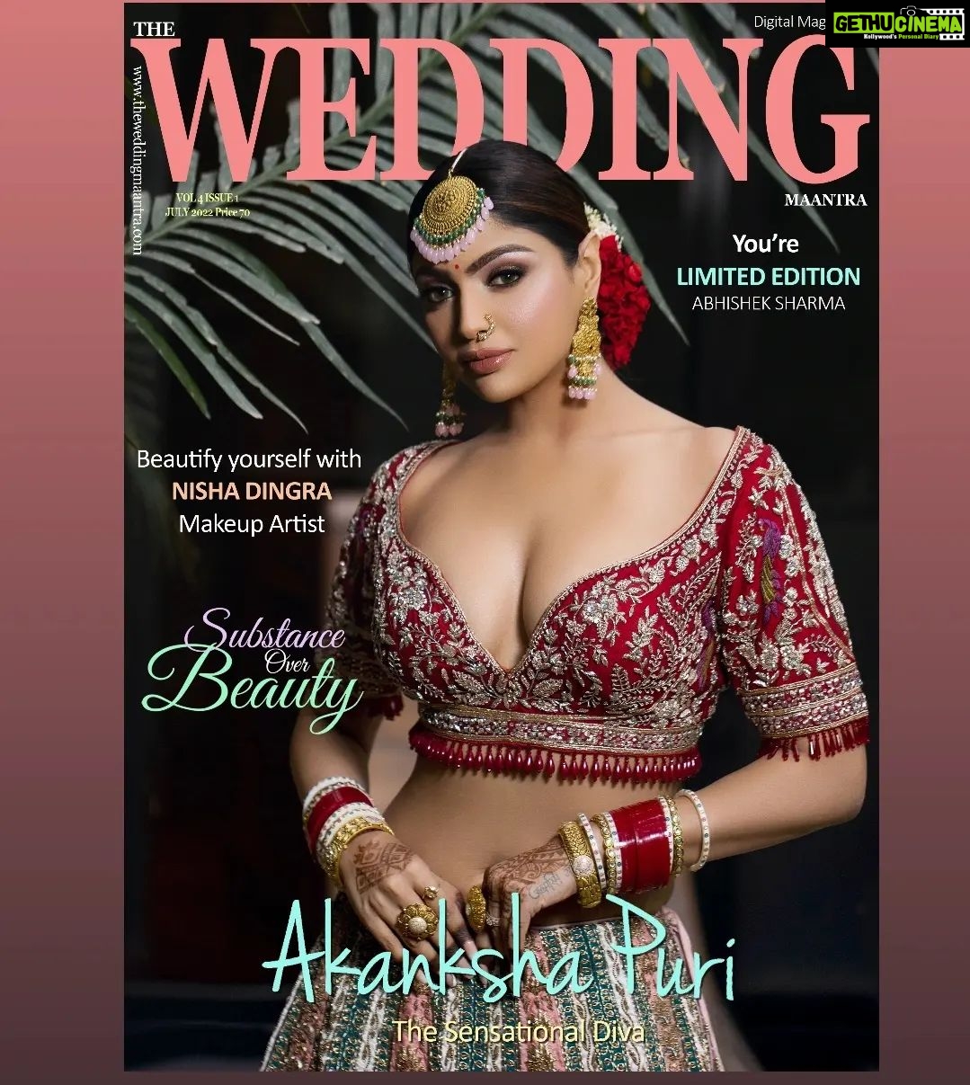 Akanksha Puri Instagram - Hello July welcome "The Sensational Diva Akanksha Puri. 👑 ❣️🌹 July 2022 Edition Featuring Beautiful Diva❤️on coverage of @theweddingmaantratwm magazine Watch out for more pics and exciting insider info in our upcoming JULY edition! Magazine : The Wedding Maantra magazine Instagram @theweddingmaantratwm Edition : 2022🧿 . Cover Page Girl: @akanksha8000❤️❤️ Founder @gaarimasinha ❤️ Photographer 📷 @abhisheksharma7_official Assisted by📸 @gauravclikographer Designer💃👗 @dvasabyabhi PR @frizbeedigital Makeup 💄and💇 Hair @mehaksalonsangrur Jewellery💍💎 @rrp_rampartapjitpaul_jewellers Location 🏢 @novotelnewdelhiaerocity Content by: @iamakansha013 . #akankshapuri #divaakankshapuri #magazine #editorial #magazinecover #actress #video #fablifestyyle #fablifestyylemagazine #instagram #theweddingmaantratwm #theweddingmaantramagazi #fashion #shoot #theweddingmaantra #TWM #instaMood #instapic #instavideo #videooftheday #instamagazine #gaarimasinha