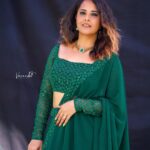 Anasuya Bharadwaj Instagram - Being Emerald and keeping my colour! For #SuperSingerJunior🎤🎶 Outfit by @firoz_design_studio 🥰 PC: @verendar_photography