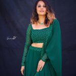 Anasuya Bharadwaj Instagram - Being Emerald and keeping my colour! For #SuperSingerJunior🎤🎶 Outfit by @firoz_design_studio 🥰 PC: @verendar_photography