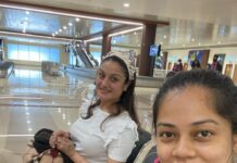 Anitha Sampath Instagram - anitha with anitha! Movie update🥰 next movie with @soniaaggarwal1 mam😍 i still remember how my school seniors calls me 7G instead of my name!😅 #kochishooting #sathyaraj #meena #soniaagarwal #anithasampath #rowdybaby #movie Cochin International Airport