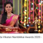 Anitha Sampath Instagram - Its really a pride to host anandha vikatan nambikai awards 2020.Look who are all the achievers of this year! Let’s encourage the offscreen heros. Link in story guys