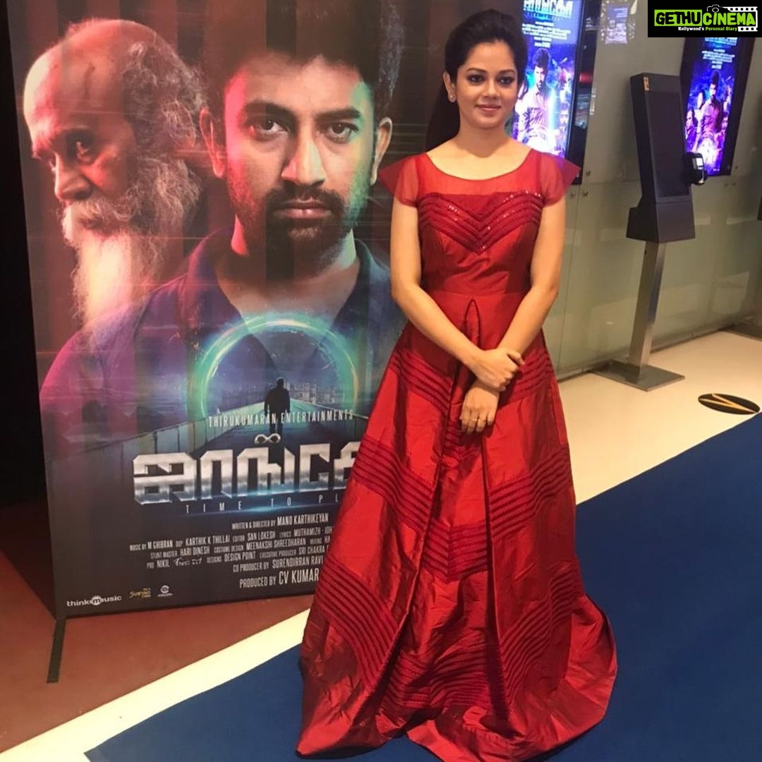 Anitha Sampath Instagram - Audio launch of my next movie “Jango”.Happy to be a part of the movie produced by CV Kumar sir’s #thirukumaranentertainment and well directed by #manokarthikeyan sir.best wishes to my team! Beautiful gown from @admairaa (altered by @sirpika_tailoring_studio ) Hairstylist @haripriyamakeupartist Sathyam Cinemas