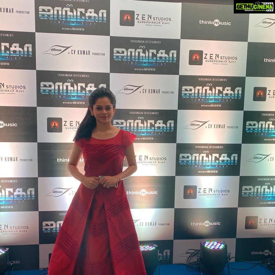 Anitha Sampath Instagram - Audio launch of my next movie “Jango”.Happy to be a part of the movie produced by CV Kumar sir’s #thirukumaranentertainment and well directed by #manokarthikeyan sir.best wishes to my team! Beautiful gown from @admairaa (altered by @sirpika_tailoring_studio ) Hairstylist @haripriyamakeupartist Sathyam Cinemas