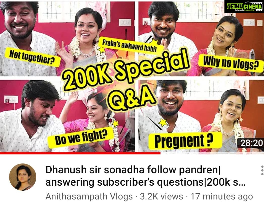Anitha Sampath Instagram - Couple video after so many months..Why we are not together and am i pregnent?? FAQ in my Insta and youtube..and atlast answered in my YouTube channel.. . #link_in_bio #link_in_story . also answered subscriber's questions..new set of q&a session..thanks for making us reach 200k+ without even being consistent in uploading videos for the past few weeks.. . Love u guys..please do watch the fun filled video fully..shared so many things there..