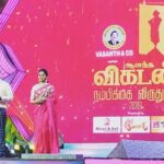 Anitha Sampath Instagram – விகடன் விருதுகள் 2019..
costume @mabia_mb 
Jewellery @vivahbridalcollections .
.
I informed about the costume and jewellery need at the neck of the moment..but still u both @mabia_mb and @vivahbridalcollections helped me out instantly with love .. Thank u so much darlings..love u..
.
So much of appreciations for ur wonderful collections. Chennai Trade Centre