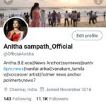 Anitha Sampath Instagram – இதுதான் என் உண்மையான twitter account..என்னுடைய fake accountஐ misuse செய்து அரசியல் ரீதியாக சில விஷமிகள் தவறான பதிவுகளை இடுகிறார்கள்..அதற்கு நான் பொறுப்பல்ல.. Pls unfollow my fake account… Original account link in story