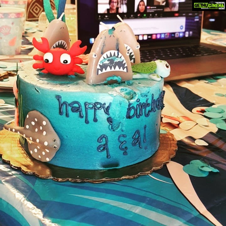 Ashwin Kakumanu Instagram - Thanks everyone for your birthday wishes! We had a great day spending time with family and as you can see the theme for the birthday was sea life ! My heart is full! #A&A #Cancerians #july5 #sameblood