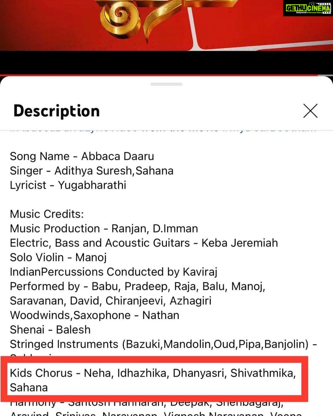 D. Imman Instagram - These 4 cuties were also a part of “Abaca Darru” track from “My Dear Bootham” 👍