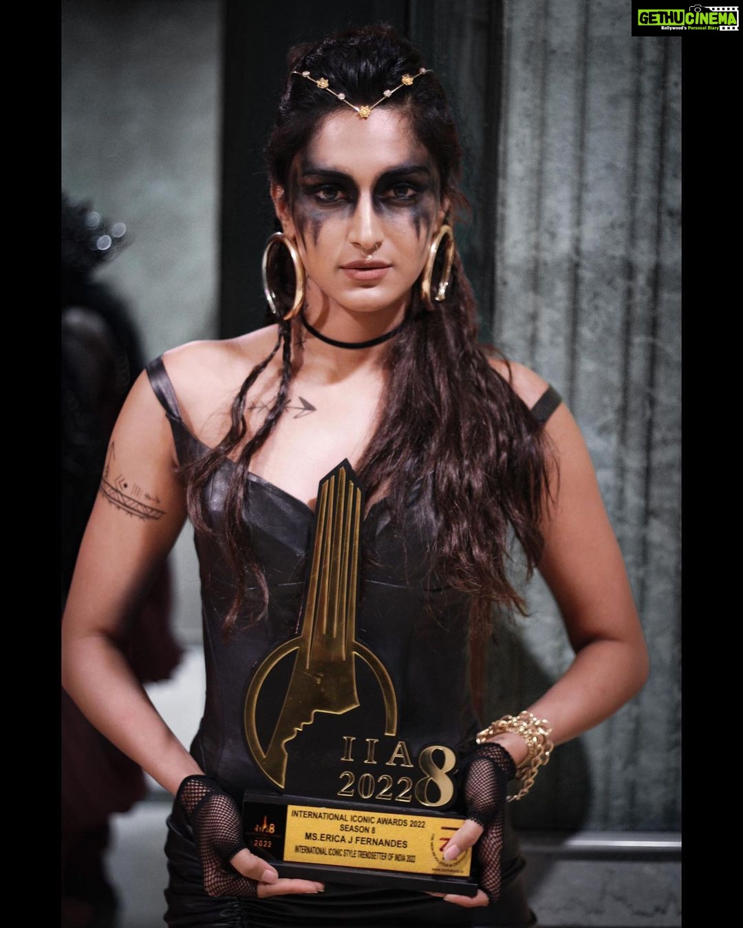 Erica Fernandes Instagram - Remember :- Be proud of who you are , not ashamed of how someone else sees you πππ» Outfit @officialsaishashinde @saishashinde05 Outfit courtesy @shrushti_216 Boots @londonrag_in Earrings @blingsutra Hair by @rahul_sharma221 Makeup @makeupbynayan π· @clickingg_it #internationaliconicawards #iia8 #awardsnight #metgalatheme #vikingstyle #viking #blacklove