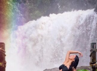 Eshanya Maheshwari Instagram - Be like a waterfall, Wild and Free. 💗✨🖤 Magic river @ayatana.coorg PS- special 1000th post pictures 🖤 Picture credit- @bhavikamaheshwari10 ❤️ #waterfall #travel #coorg #travelgram #travelblogger #instatravel #1000thpost #esshanyamaheshwari #esshanya Ayatana Resort