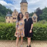 Evelyn Sharma Instagram - Love a good murderous swan 🦢 story at an old German castle 🏰 lol Mespelbrunn Castle has always been a favourite place of mine to visit when I’m in my hometown 💖 even better with dear friends! 👯‍♀️ #schlossmespelbrunn #aschaffenburg #germany #spessart