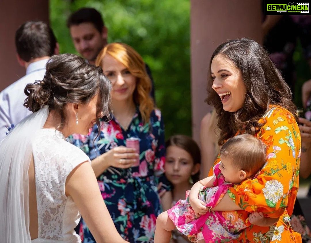 Evelyn Sharma Instagram - My best friend’s wedding 🥰🤩 and Ava’s first time meeting her German family & friends! 💖 The long journey from Australia to Europe was so worth it and our hearts are so full! 💞 home bound now 🏡 but we can’t wait to come back soon!